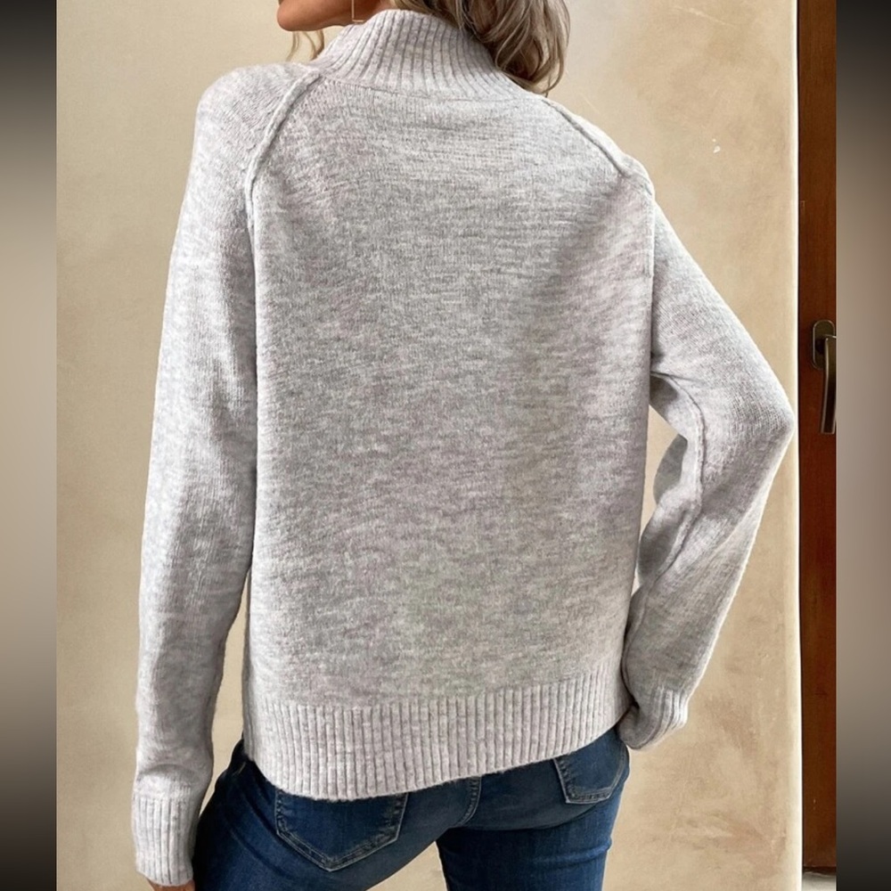 Half Button Raglan Sleeve Sweater - Picture 2 of 3